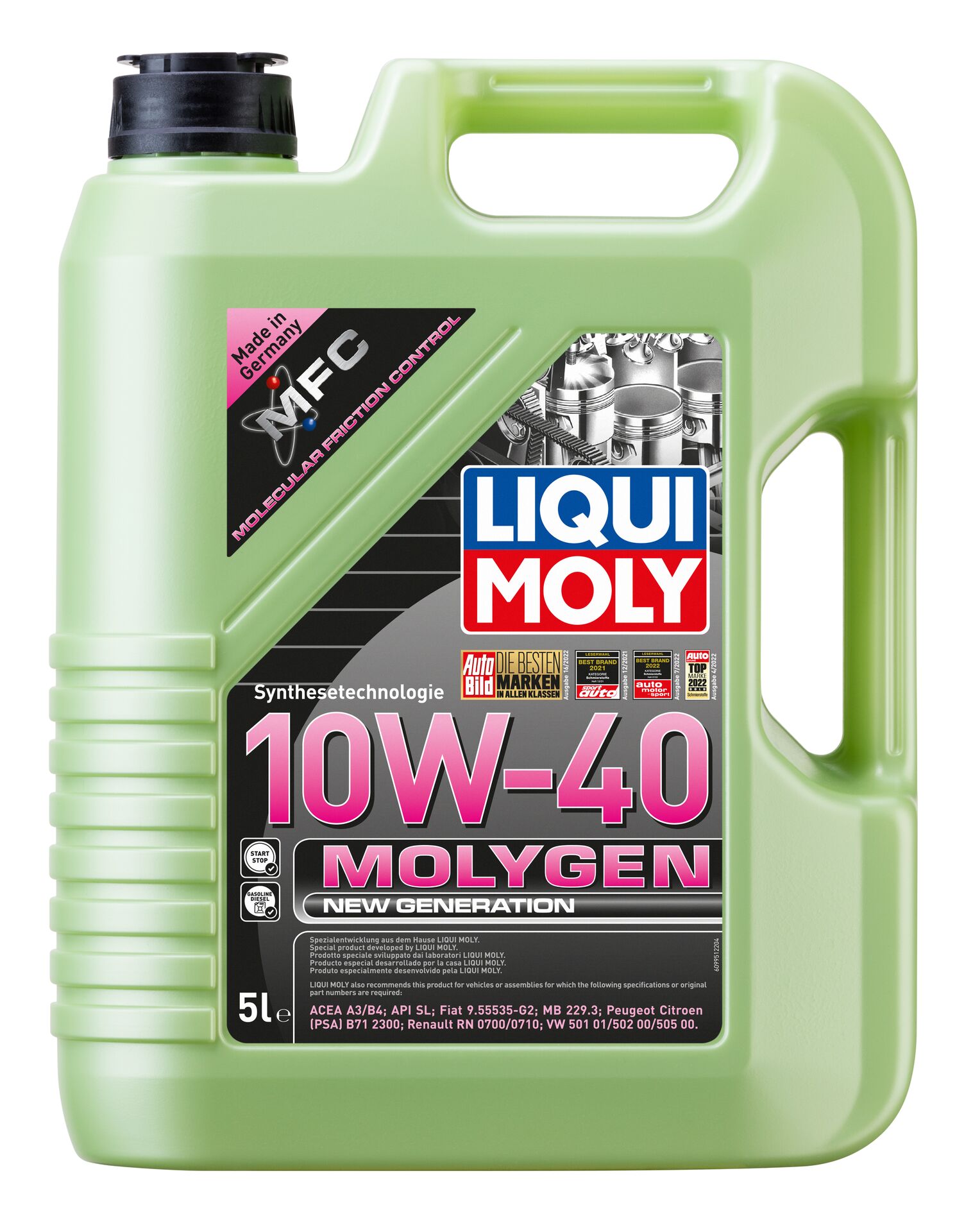 9951 LiquiMoly НС-синтетическое моторное масло Molygen New Generation  10W-40 5л в фирменном магазине