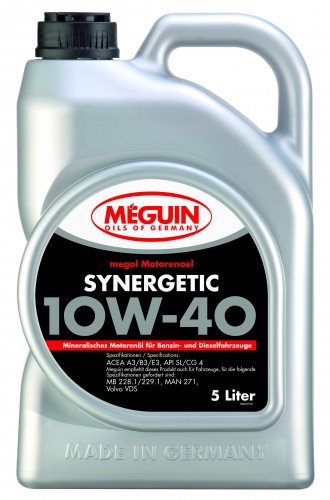  6333 Meguin Минеральное моторное масло Megol Motorenoel Synergetic 10W-40 (5л) 