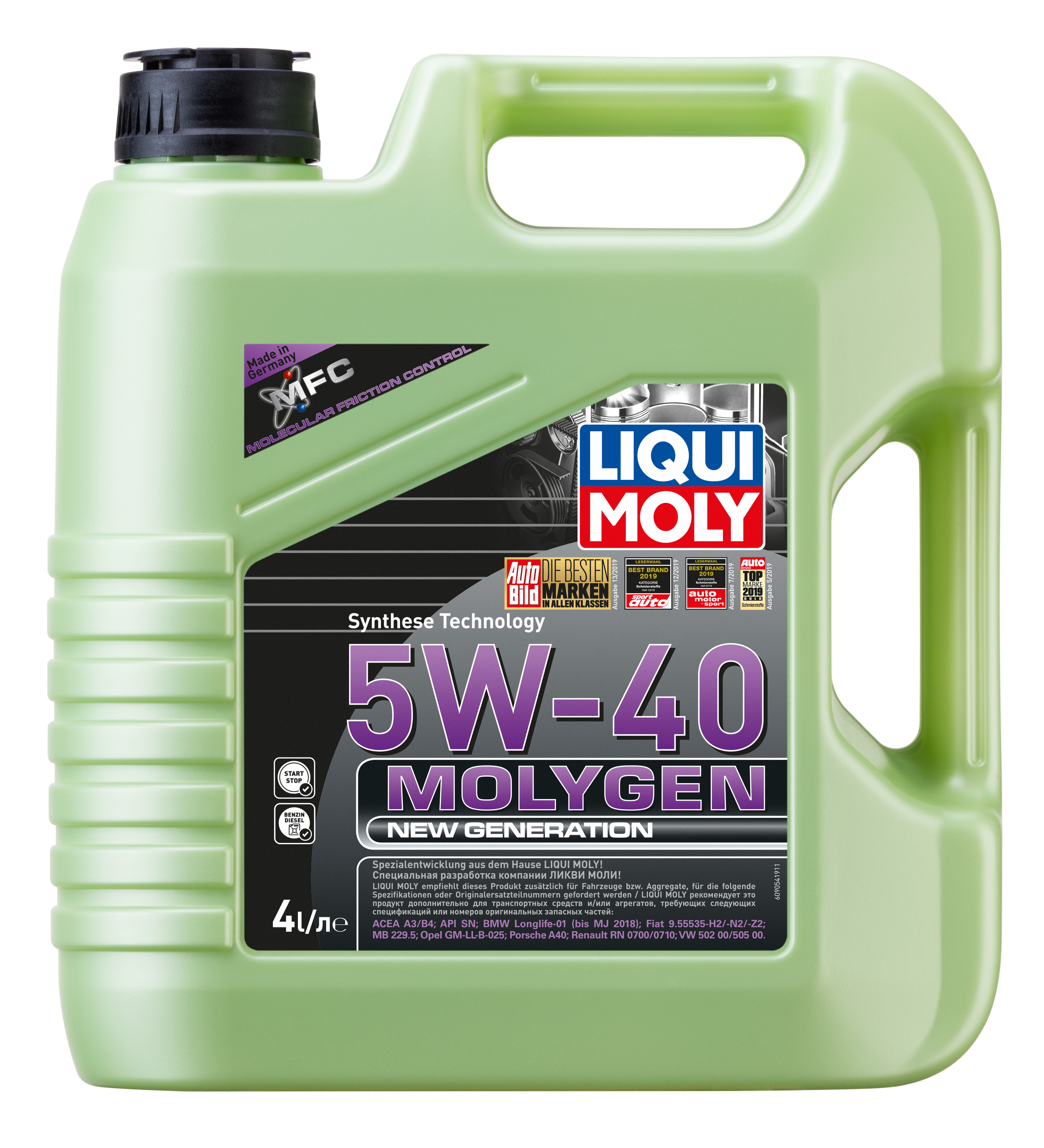  9054 LiquiMoly НС-синтетическое моторное масло Molygen New Generation 5W-40 4л 