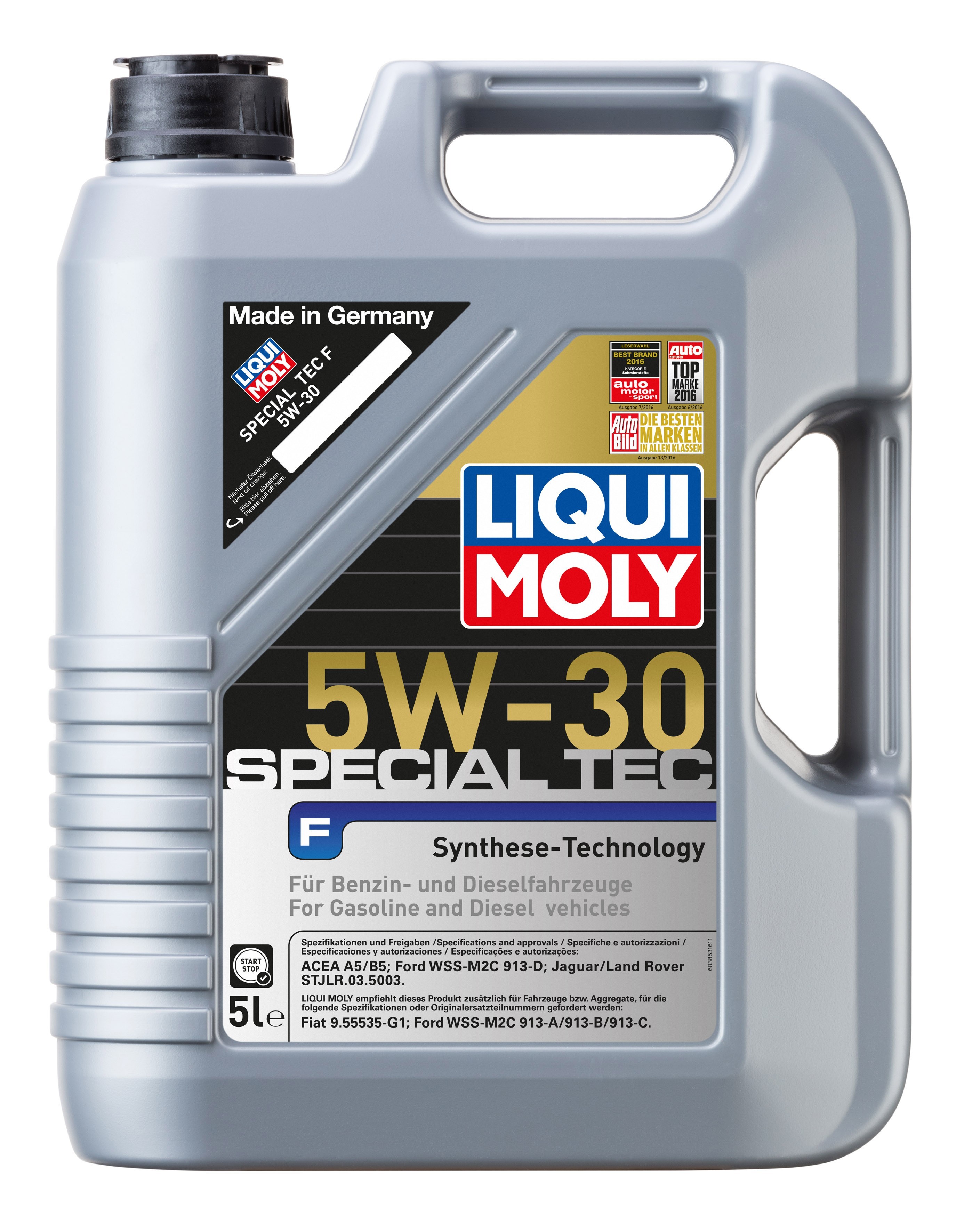  3853 LiquiMoly НС-синтетическое моторное масло Special Tec F 5W-30 5л 