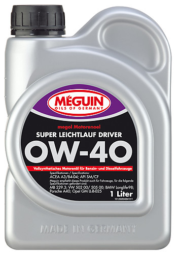  4894 Meguin Синтетическое моторное масло Megol Motorenoel Super Leichtlauf Driver 0W-40 (1л) 