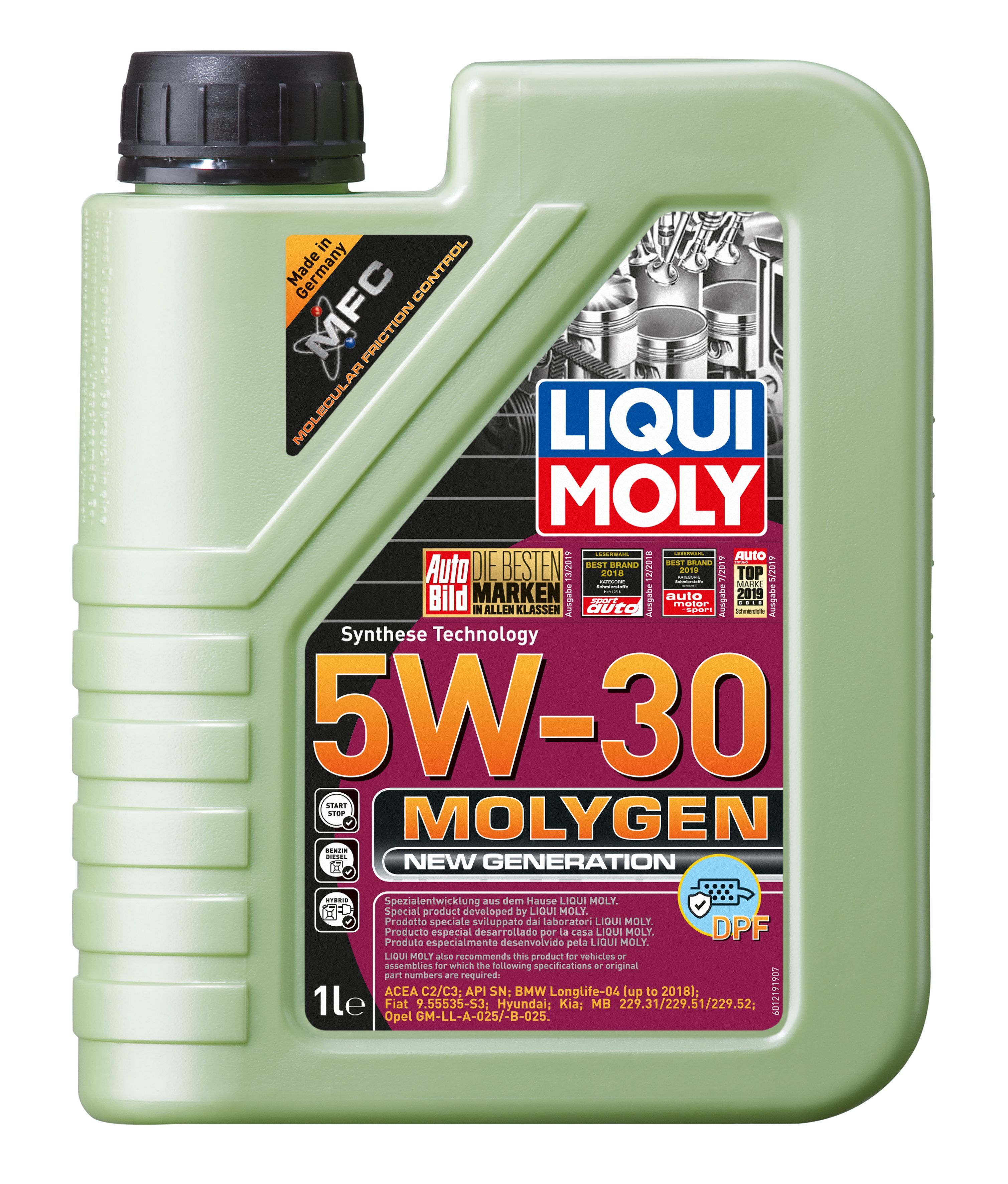  21224 LiquiMoly НС-синтетическое моторное масло Molygen New Generation DPF 5W-30 1л 