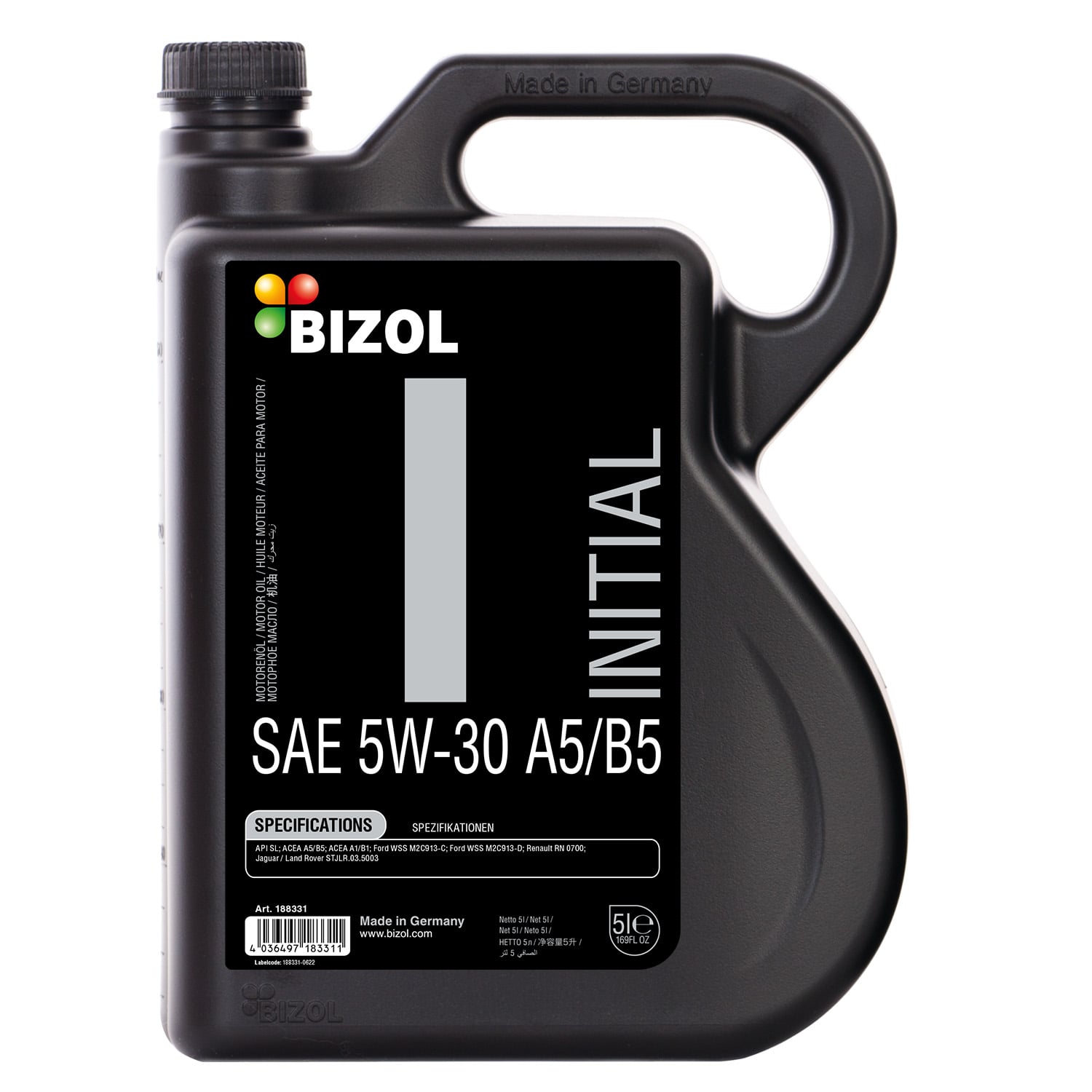  188331 BIZOL НС-синтетическое моторное масло Initial A5/B5 5W-30 (5л) 