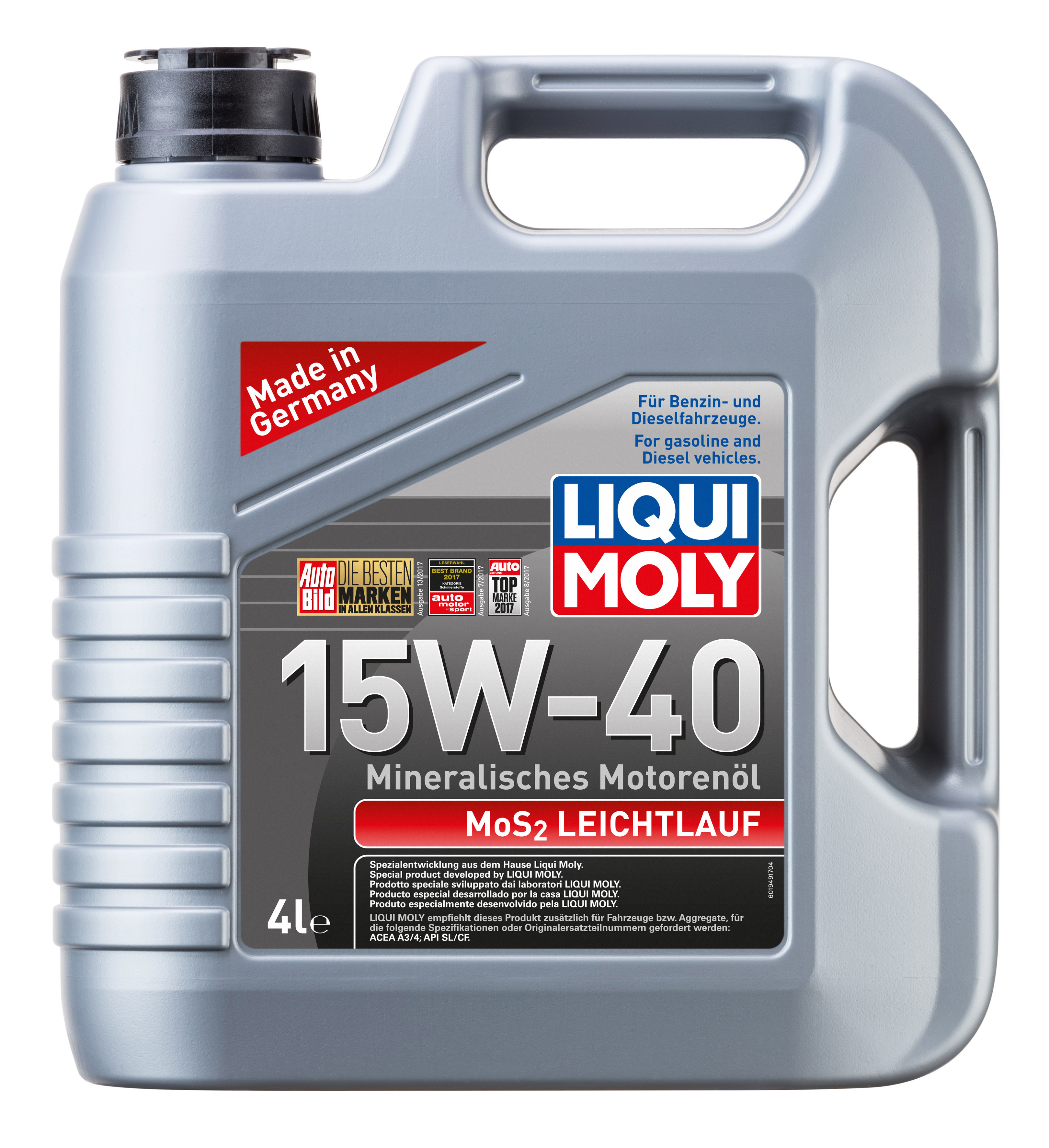  2631 LiquiMoly Минеральное моторное масло MoS2 Leichtlauf 15W-40 4л 