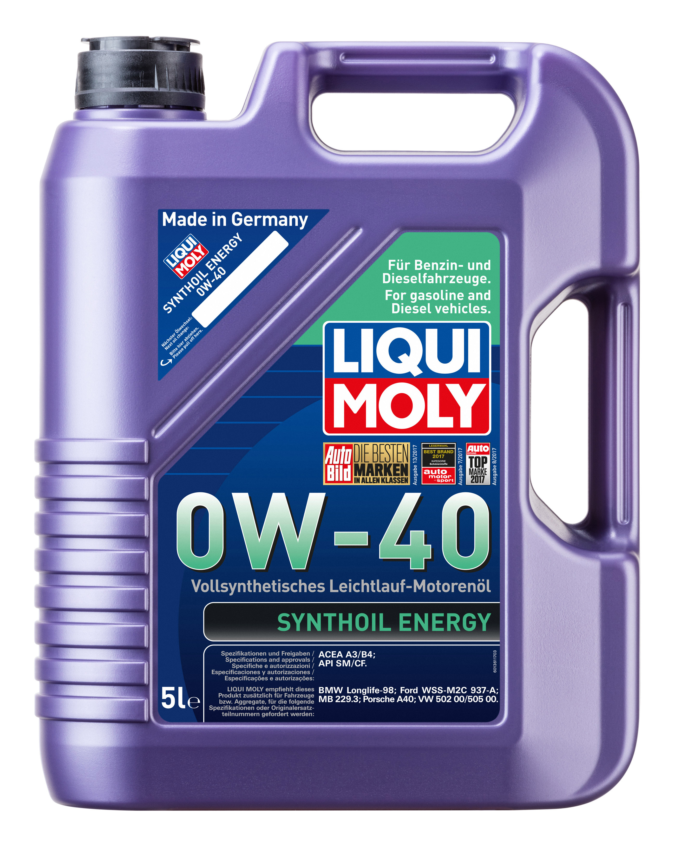  9515 LiquiMoly Синтетическое моторное масло Synthoil Energy 0W-40 5л 