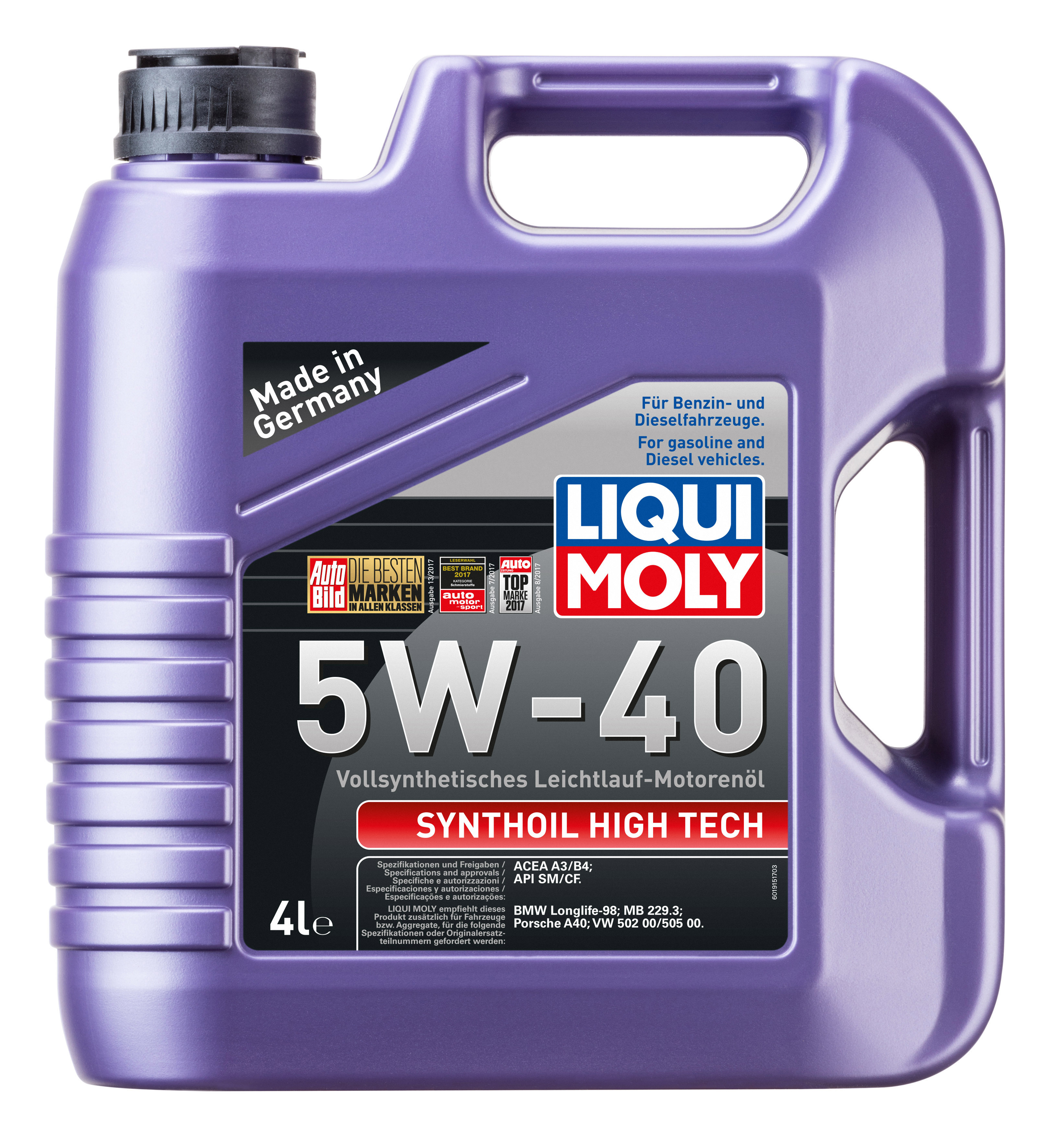  2194 Liqui Moly Синтетическое моторное масло Synthoil High Tech 5W-40 4л 