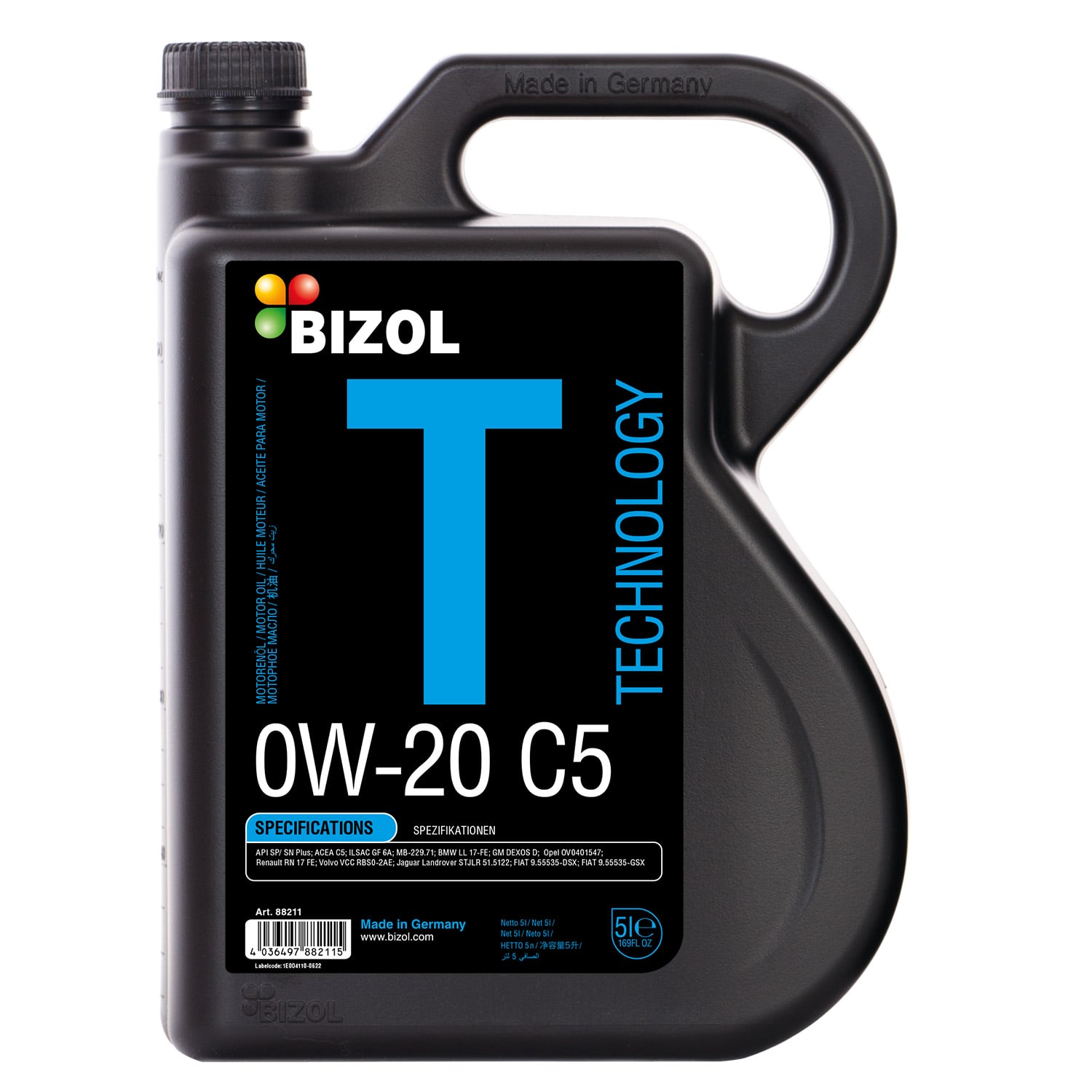  88211 BIZOL НС-синтетическое моторное масло Technology 0W-20 C5 (5л) 