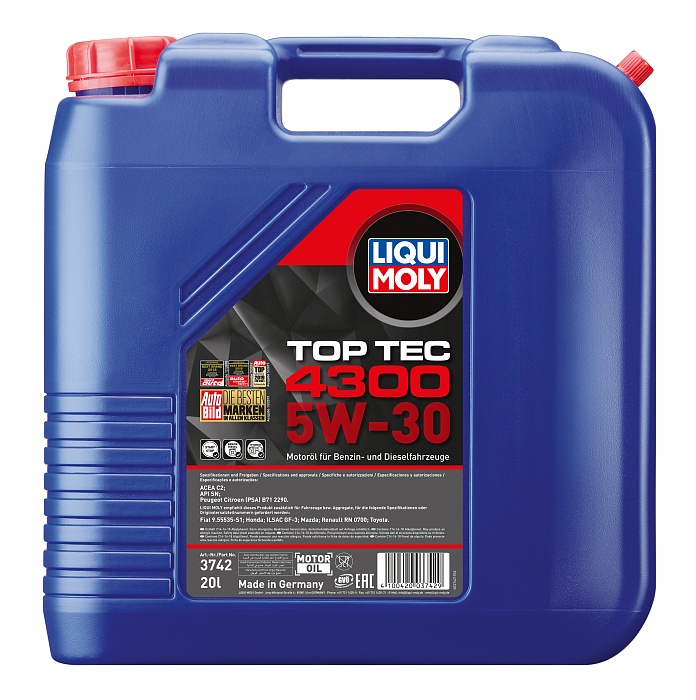 3742 LiquiMoly НС-синтетическое моторное масло Top Tec 4300 5W-30 20л