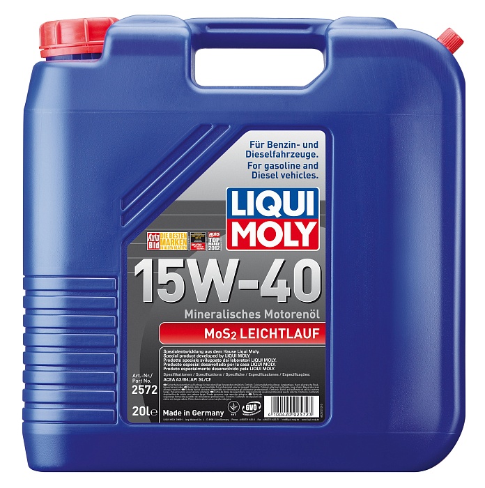 2572 LiquiMoly Минеральное моторное масло MoS2 Leichtlauf 15W-40 20л