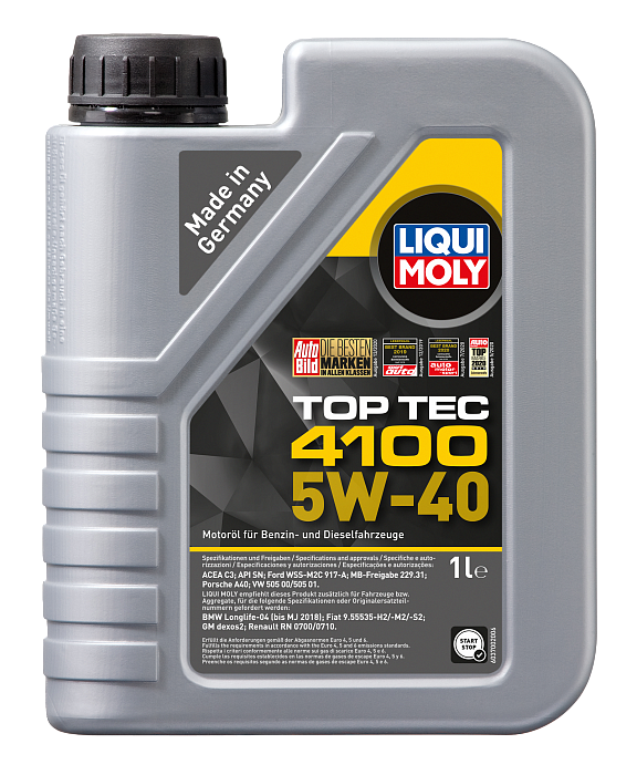 9510 LiquiMoly НС-синтетическое моторное масло Top Tec 4100 5W-40 1л