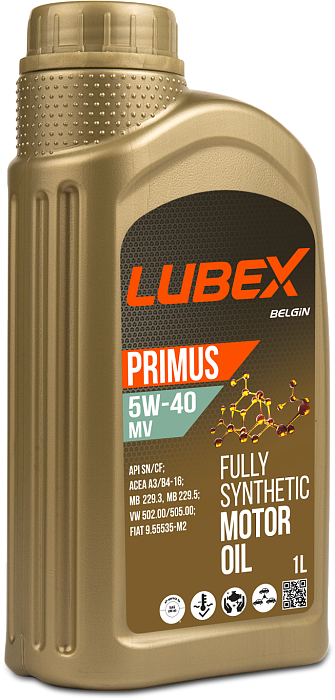 L034-1325-1201 LUBEX Синтетическое моторное масло PRIMUS MV 5W-40 CF/SN A3/B4 (1л)