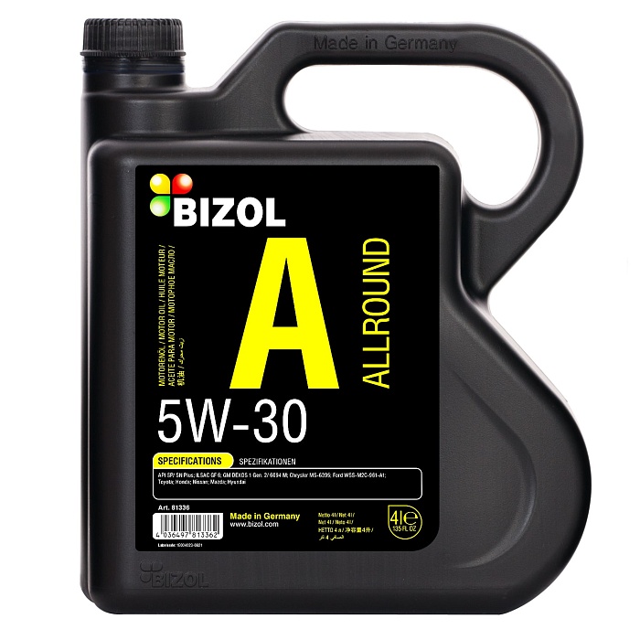 81336 BIZOL НС-синтетическое моторное масло Allround 5W-30 SN GF-5 (4л)