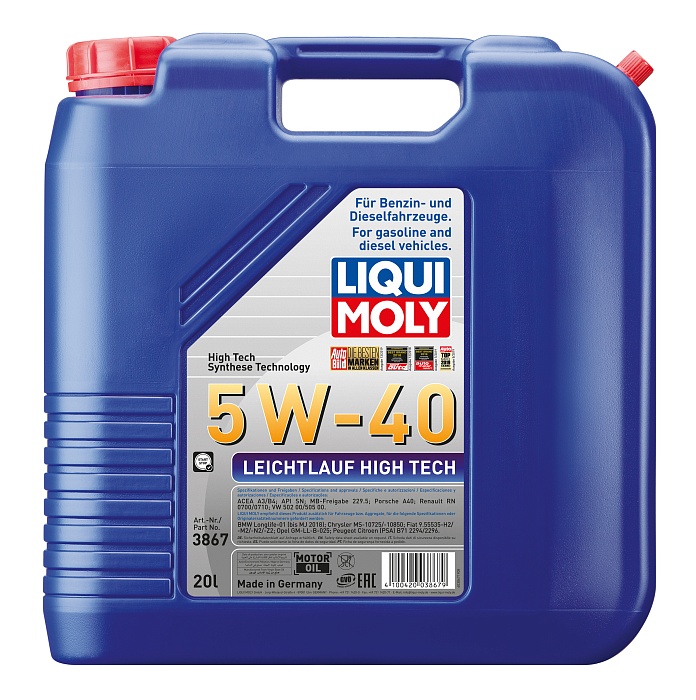 3867 LiquiMoly НС-синтетическое моторное масло Leichtlauf High Tech 5W-40 20л