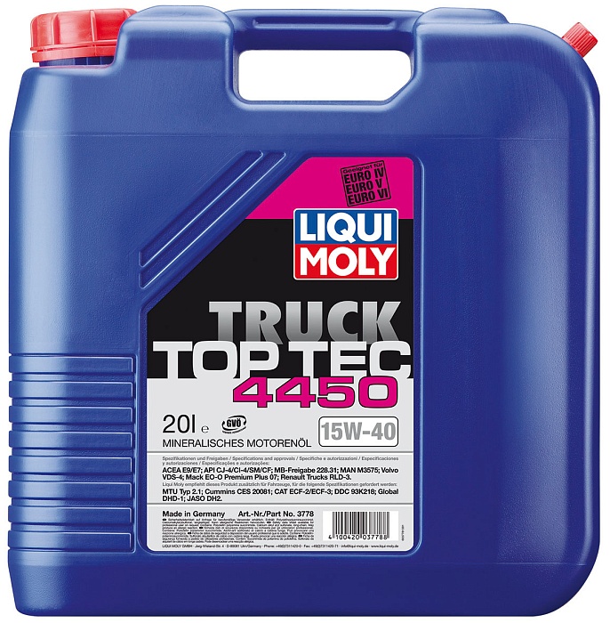 3778 LiquiMoly Минеральное моторное масло Top Tec Truck 4450 15W-40 20л