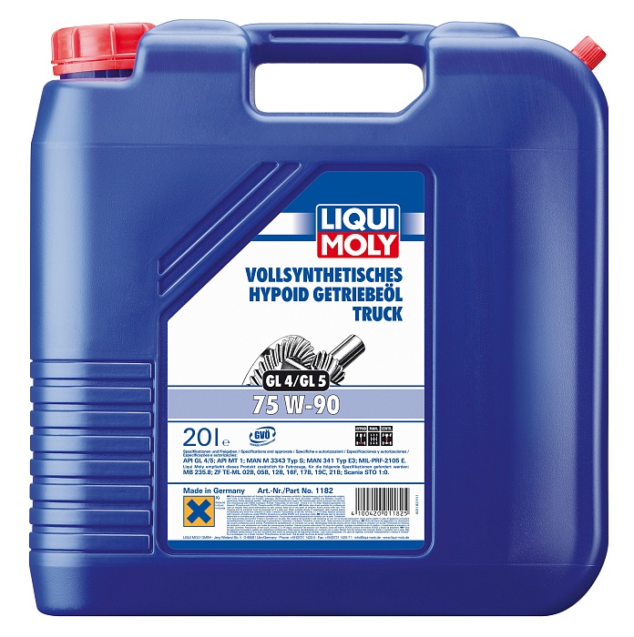 1182 LiquiMoly Синтетическое трансмиссионное масло Vollsynth.Hypoid Getrieb.Truck 75W-90 20л