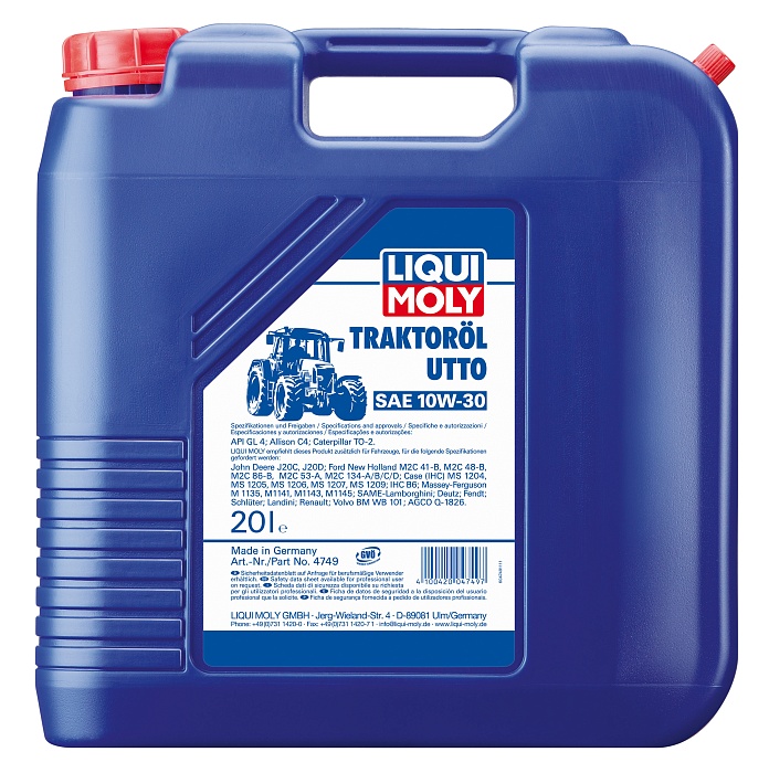 4749 LiquiMoly Минеральное трансмиссионное масло для тракторов Traktoroil UTTO 10W-30 20л