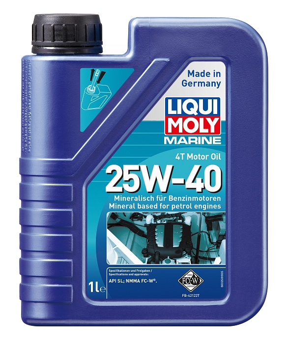 25026 LiquiMoly Минеральное моторное масло для лодок Marine 4T Motor Oil 25W-40 1л