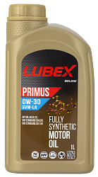 L034-1333-1201 LUBEX Синтетическое моторное масло PRIMUS SVW-LA 0W-30 SN C3 (1л)