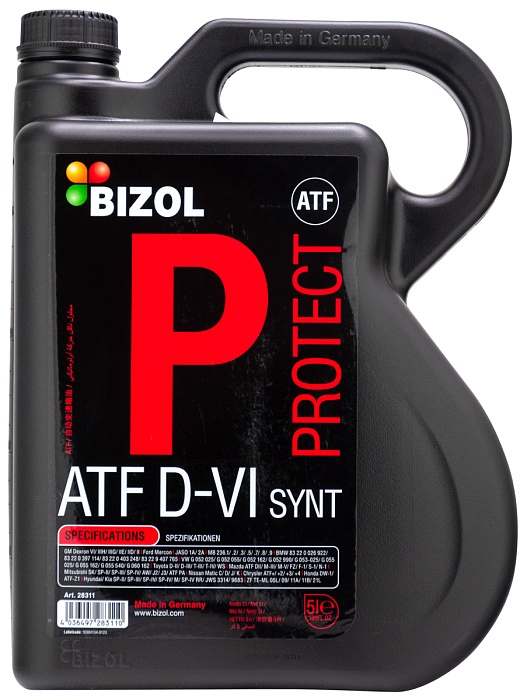 28311 BIZOL НС-синтетическое трансмиссионное масло для АКПП Protect ATF D-VI Synt 5л