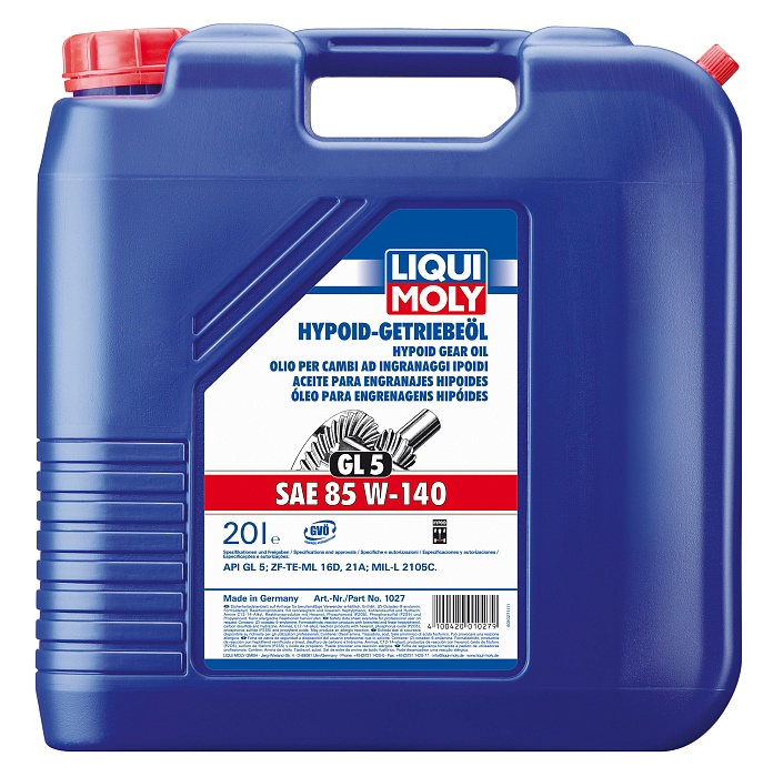 1027 LiquiMoly Минеральное трансмиссионное масло Hypoid-Getriebeoil 85W-140 (GL-5) 20л