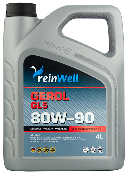 13312 ReinWell Трансмиссионное масло GEROL 80W-90 GL5 (4л)