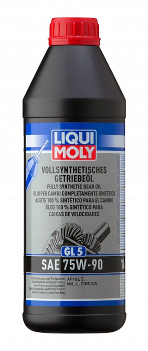 1414 LiquiMoly Синтетическое трансмиссионное масло Vollsynthetisches Getriebeoil 75W-90 (GL-5) 1л