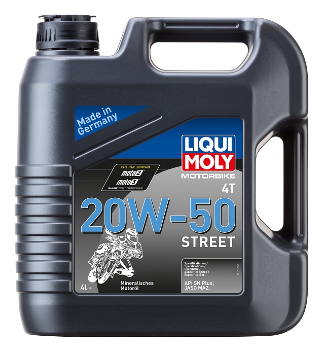 1696 LiquiMoly Минеральное моторное масло для 4-тактных мотоциклов Motorbike 4T Street 20W-50 4л