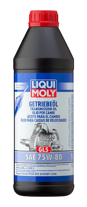 3658 LiquiMoly Полусинтетическое трансмиссионное масло Getriebeoil 75W-80 (GL-5) 1л