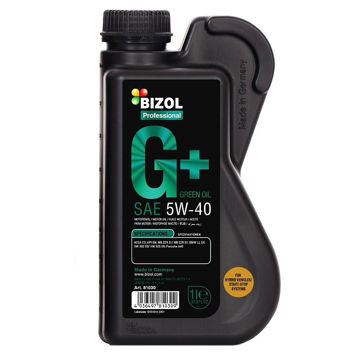 81030 BIZOL НС-синтетическое моторное масло Green Oil+ 5W-40 (1л)