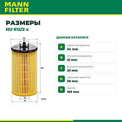 HU612/2X MANN Фильтрующий элемент масляного фильтра "Evotop" с прокладкой