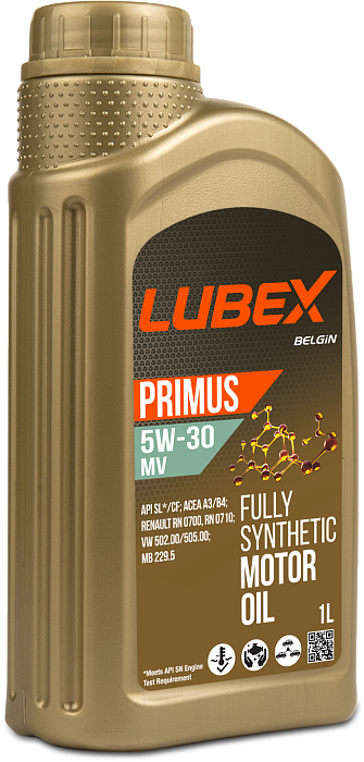 L034-1324-1201 LUBEX Синт-ое мот.масло PRIMUS MV 5W-30 CF/SL A3/B4 (1л)
