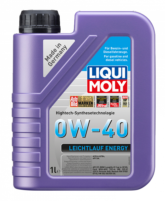 21222 LiquiMoly Синтетическое моторное масло Leiсhtlauf Energy 0W-40 (1л)
