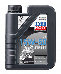 2555 LiquiMoly НС-синтетическое моторное масло для 4-такт.мотоциклов Motorbike 4T Street 15W-50 1л