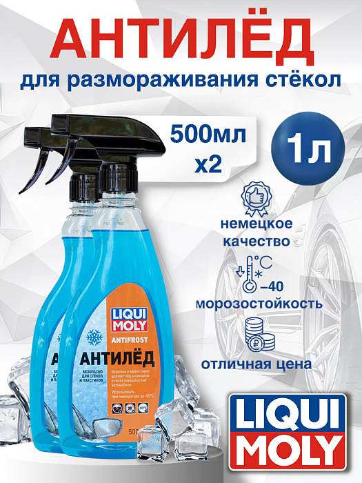 35091-2шт LiquiMoly Средство для размораживания стекол ANTIFROST Scheiben-Enteiser 0,5лХ2