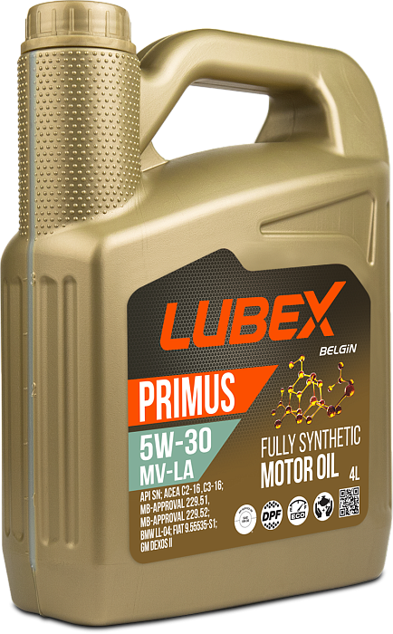 L034-1319-0404 LUBEX Синтетическое моторное масло PRIMUS MV-LA 5W-30 SN C2/C3 (4л)