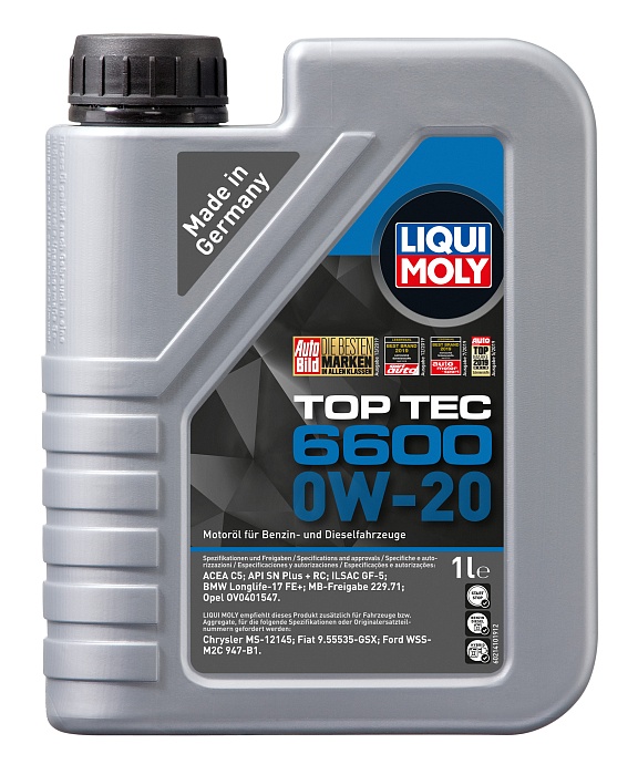 21410 LiquiMoly НС-синтетическое моторное масло Top Tec 6600 0W-20 1л