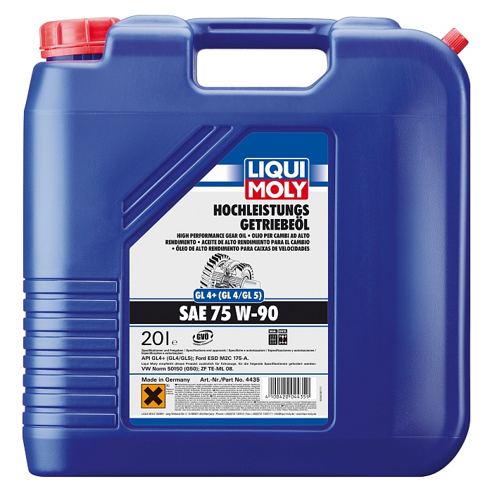 4435 LiquiMoly Синтетическое трансмиссионное масло Hochleistungs-Getriebeoil 75W-90 (GL-4+) 20л