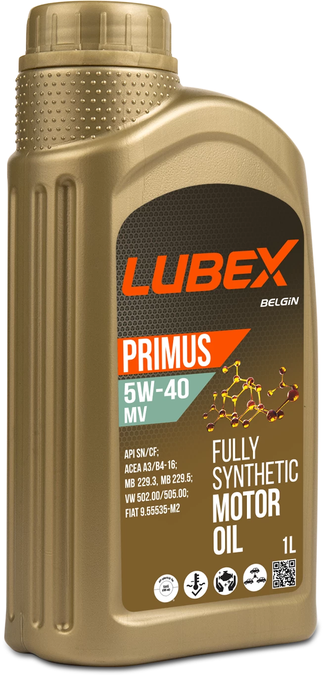  L034-1325-1201 LUBEX Синтетическое моторное масло PRIMUS MV 5W-40 CF/SN A3/B4 (1л) 