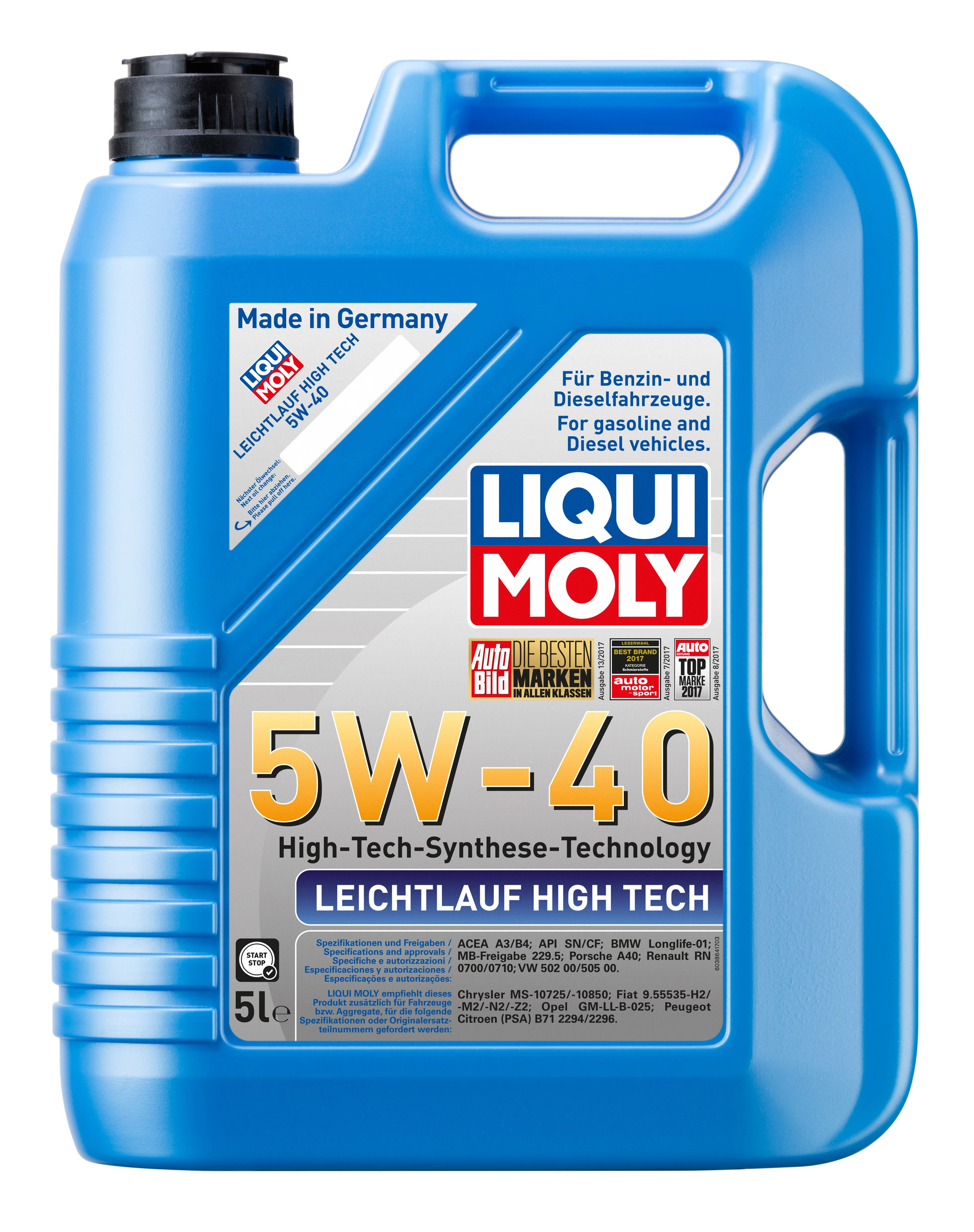  8029 LiquiMoly НС-синтетическое моторное масло Leichtlauf High Tech 5W-40 5л 