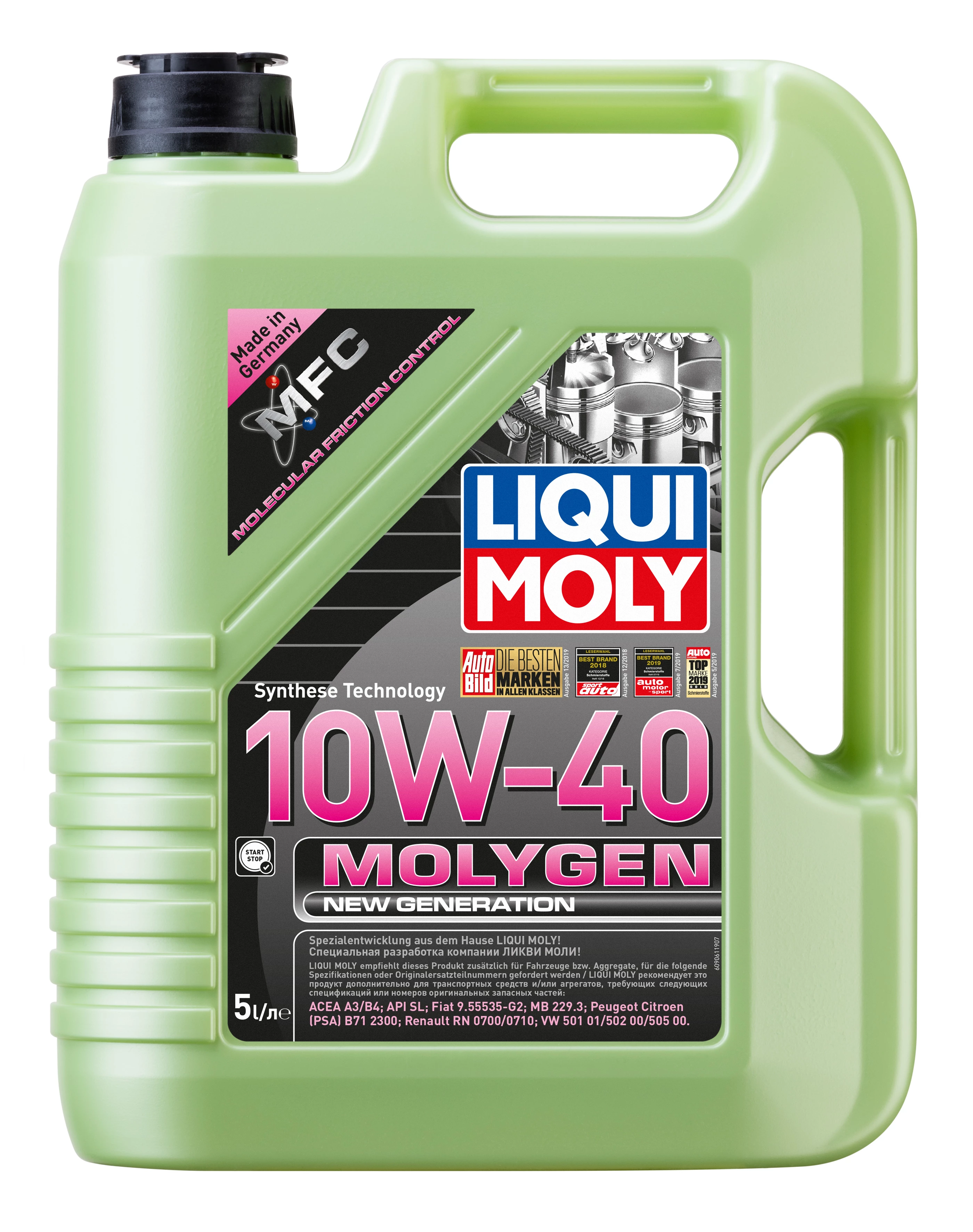  9061 LiquiMoly НС-синтетическое моторное масло Molygen New Generation 10W-40 5л 
