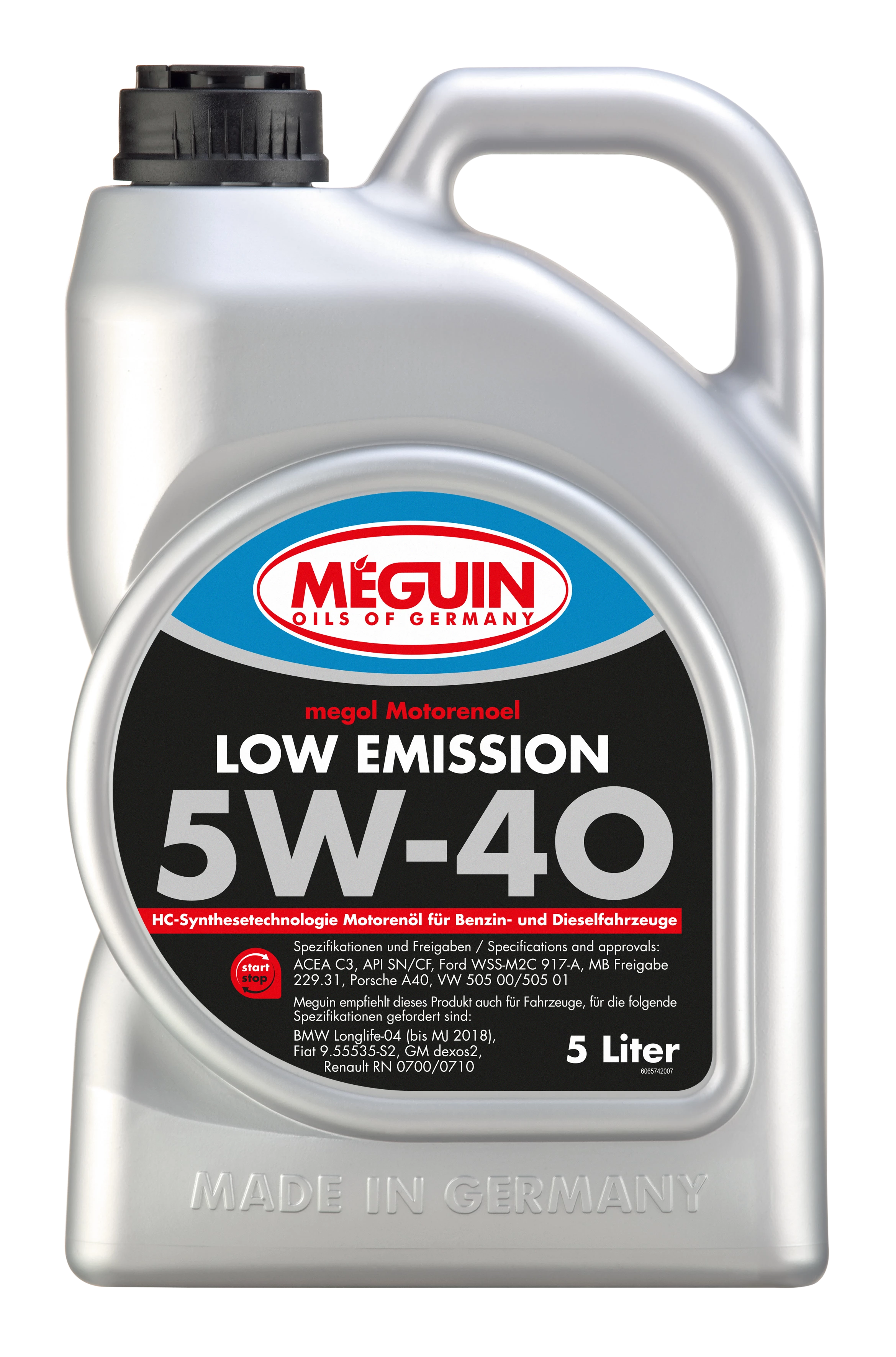  6574 Meguin НС-синтетическое моторное масло Megol Motorenoel Low Emission 5W-40 (5л) 