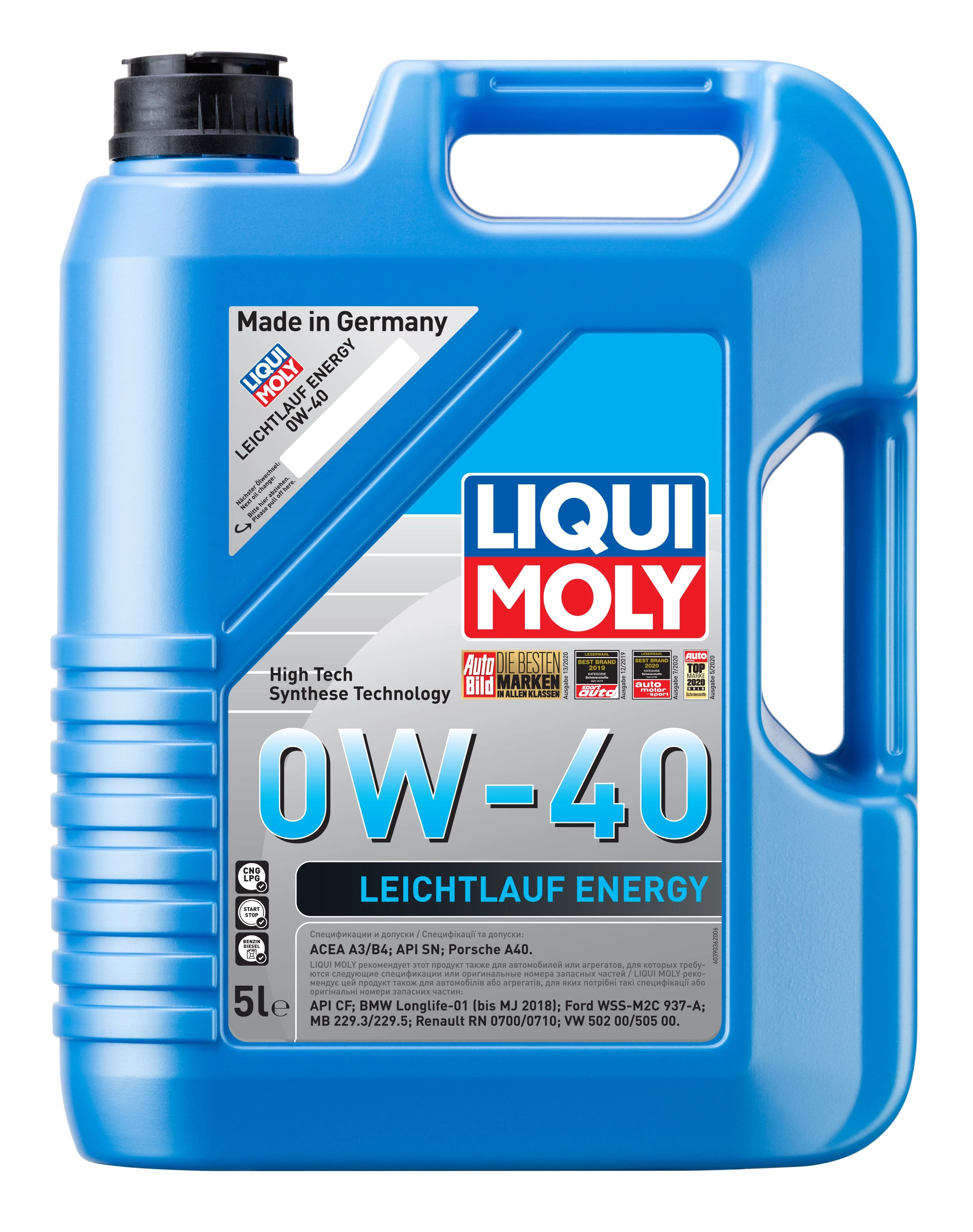  39036 LiquiMoly НС-синтетическое моторное масло Leichtlauf Energy 0W-40 5л 