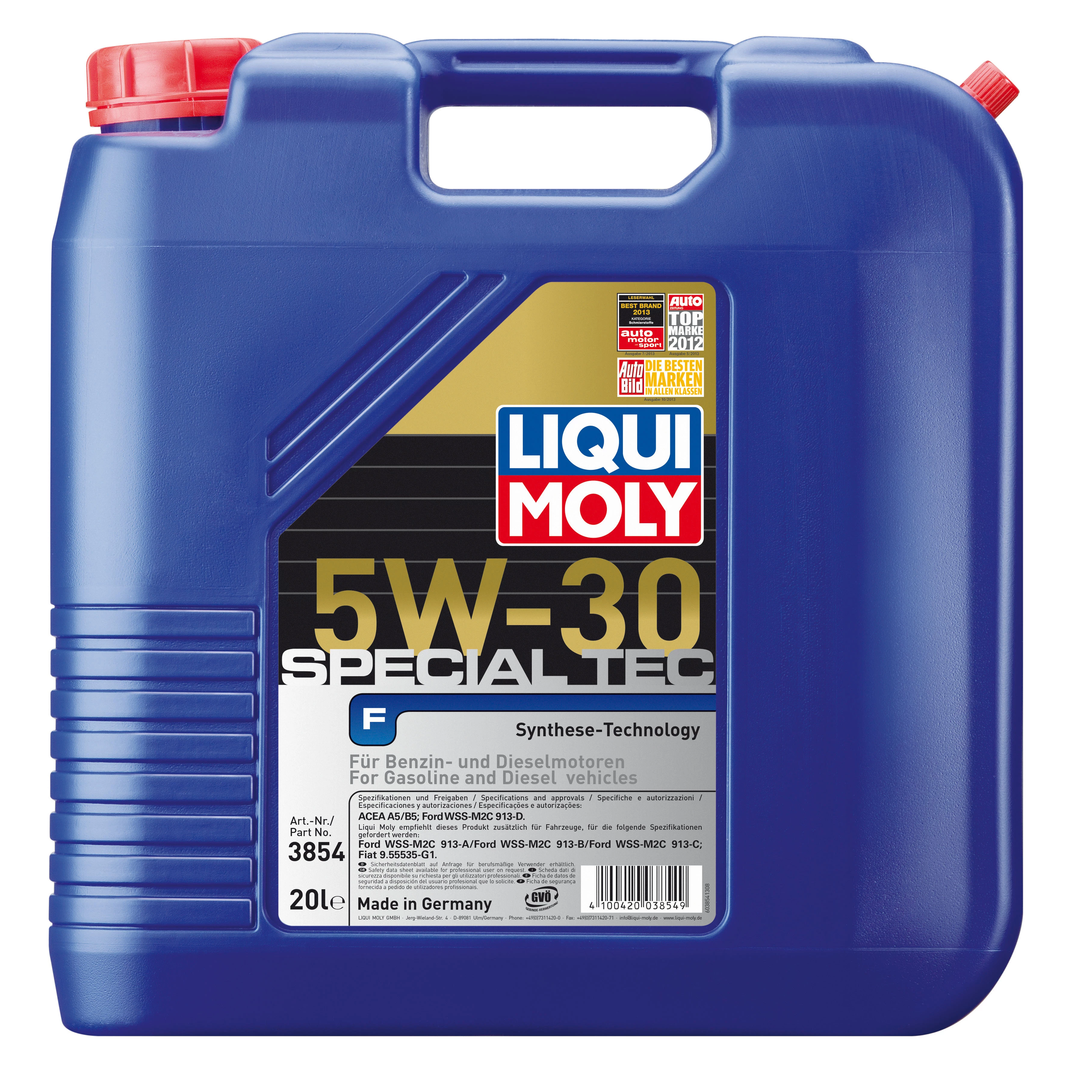  3854 LiquiMoly НС-синтетическое моторное масло Special Tec F 5W-30 20л 