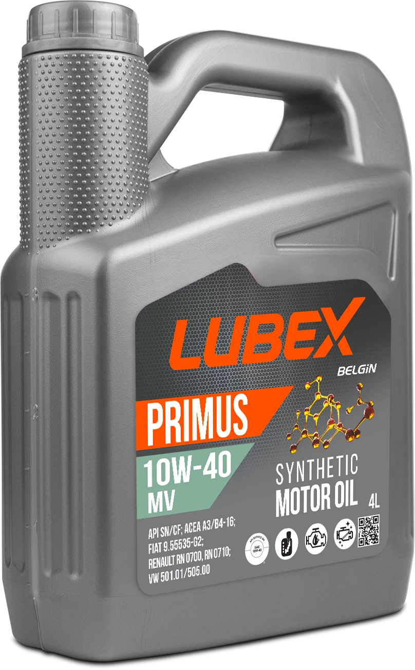  L034-1322-0404 LUBEX Синтетическое моторное масло PRIMUS MV 10W-40 CF/SN A3/B4 (4л) 