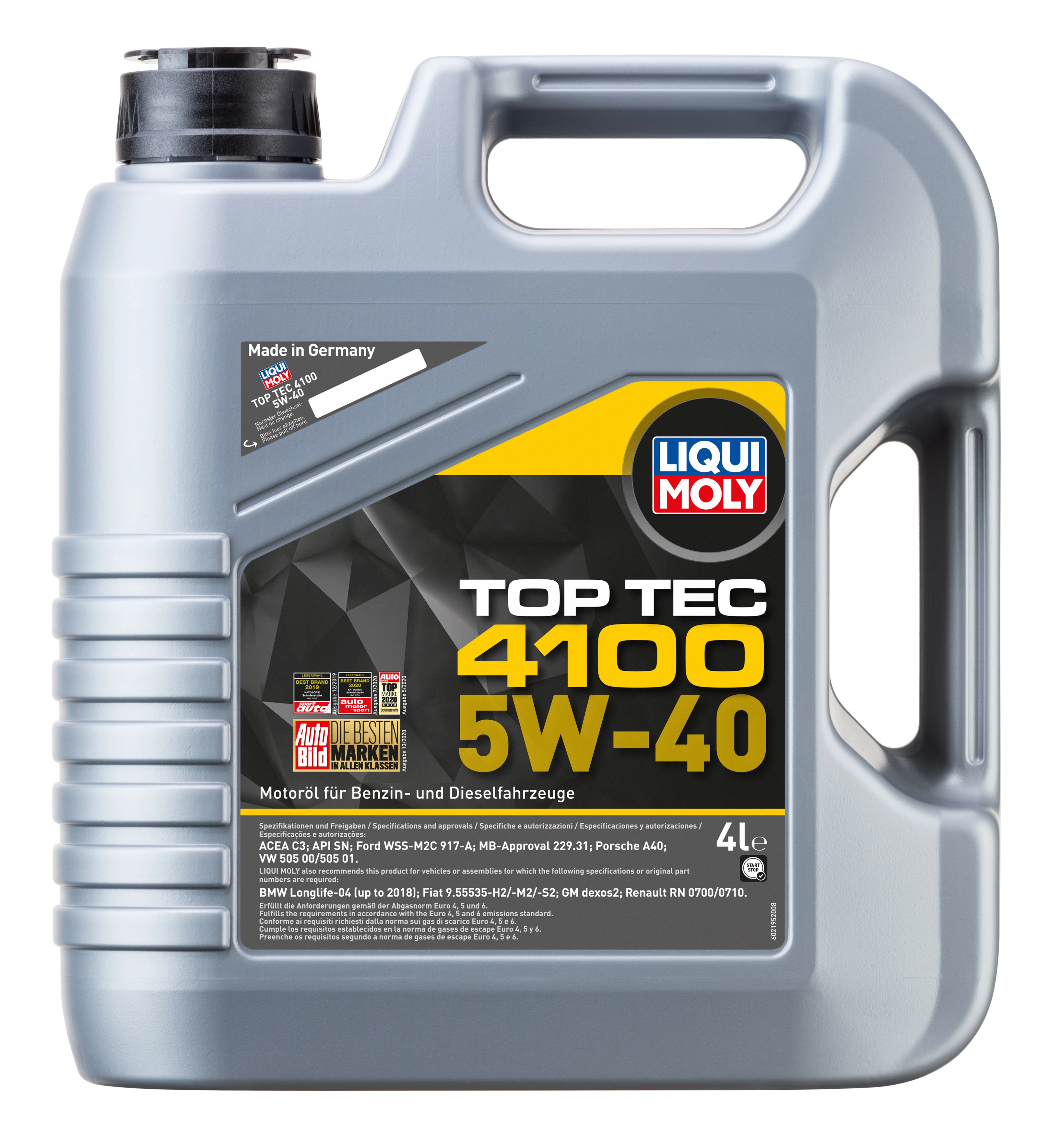  7547 LiquiMoly НС-синтетическое моторное масло Top Tec 4100 5W-40 4л 