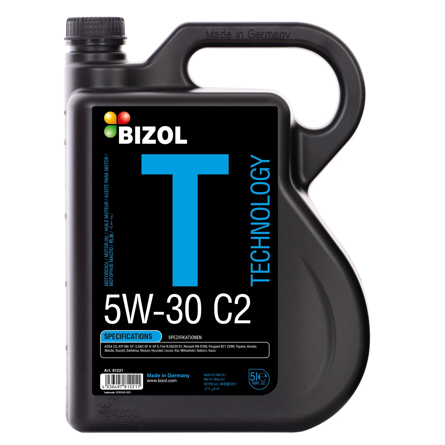  81221 BIZOL НС-синтетическое моторное масло Technology 5W-30 C2 (5л) 