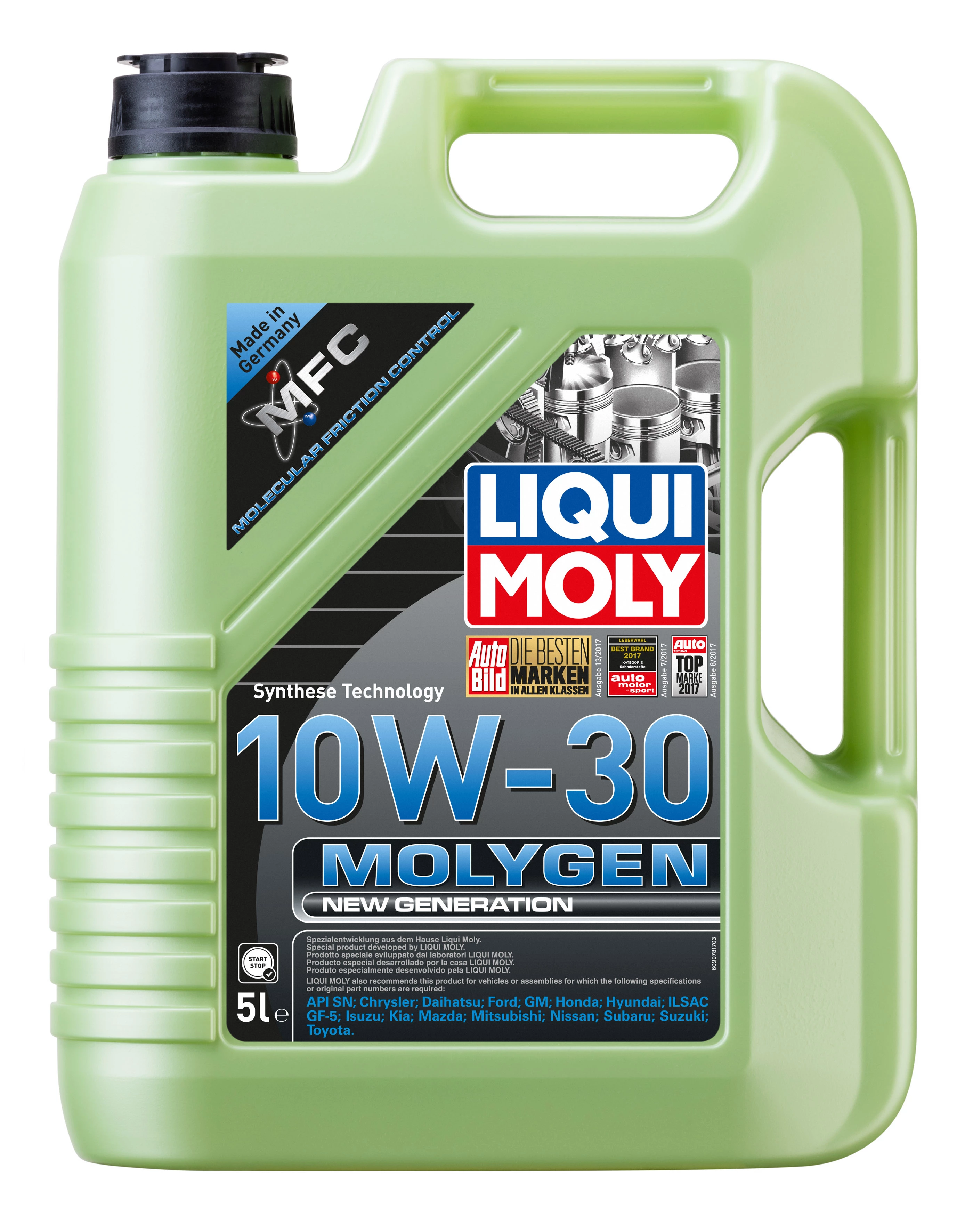  9978 LiquiMoly НС-синтетическое моторное масло Molygen New Generation 10W-30 5л 