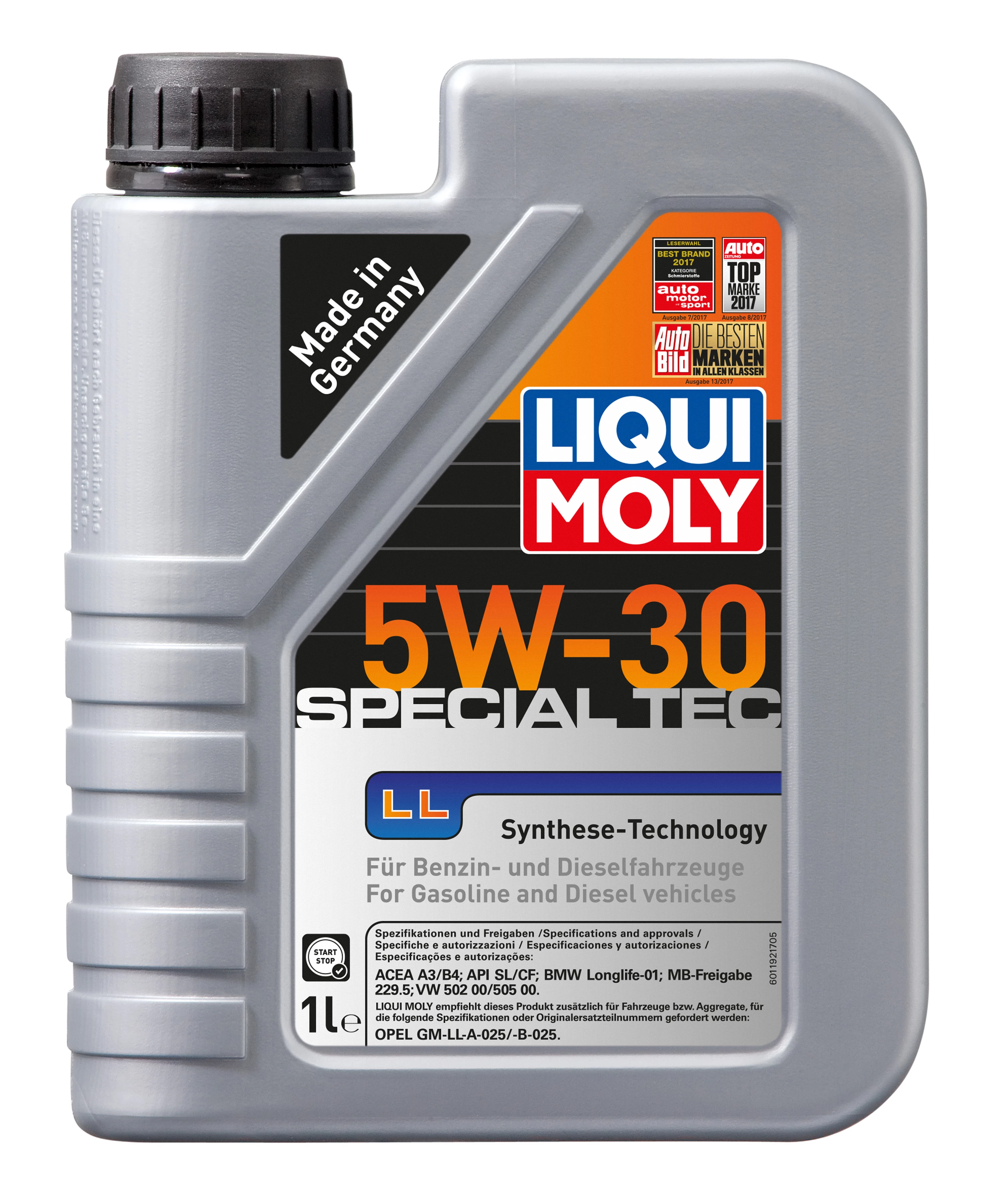  1192 LiquiMoly НС-синтетическое моторное масло Special Tec LL 5W-30 1л 