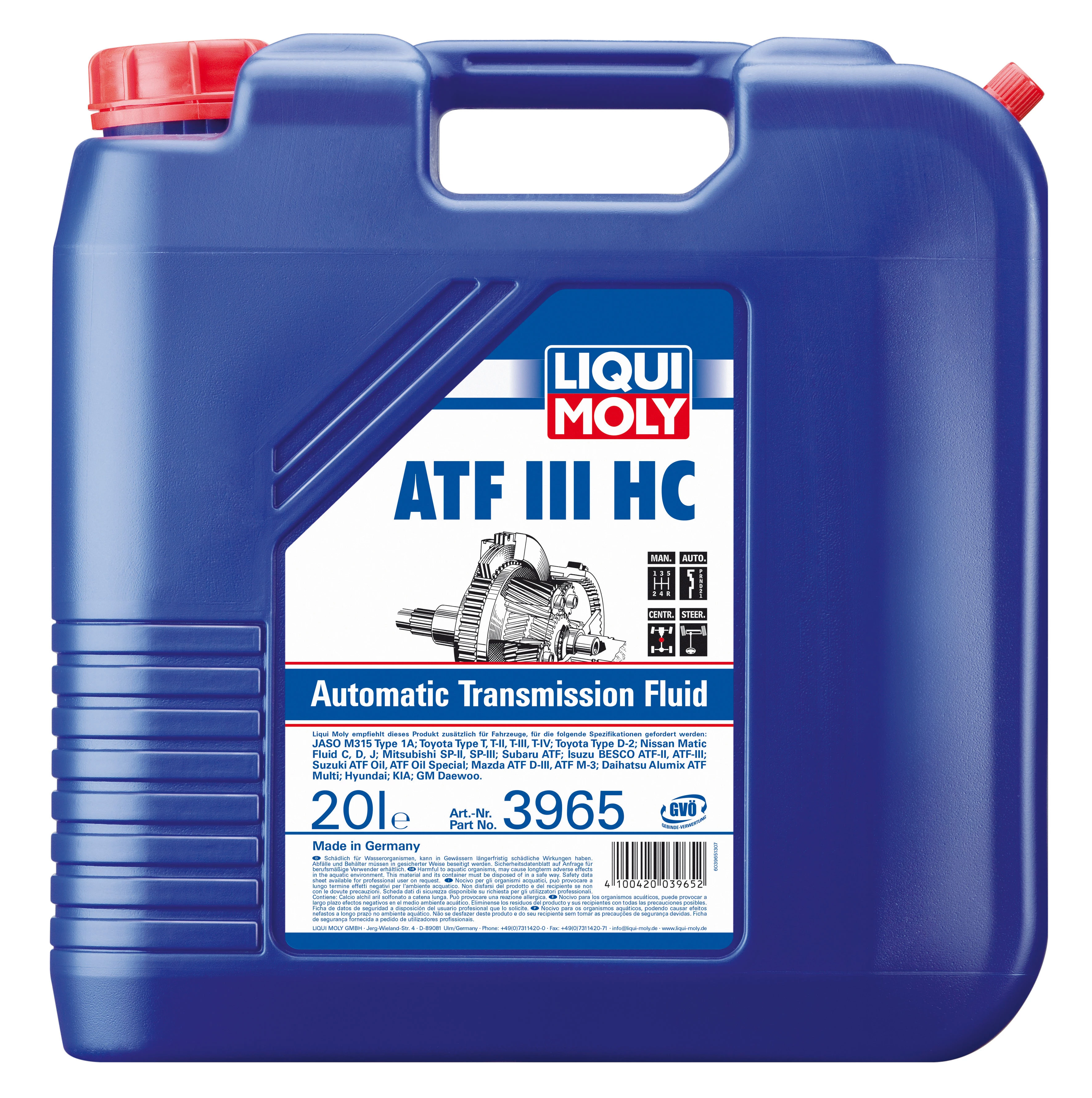  3965 LiquiMoly НС-синтетическое трансмиссионное масло для АКПП ATF III HC 20л 