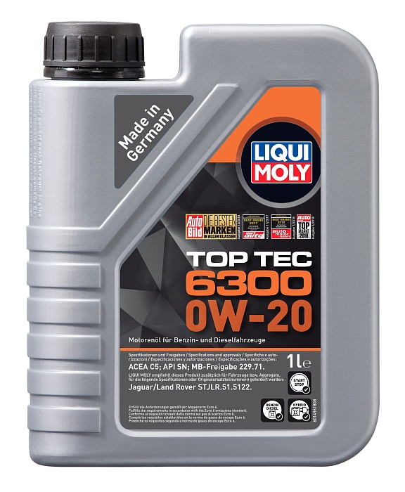 21216 LiquiMoly НС-синтетическое моторное масло Top Tec 6300 0W-20 1л